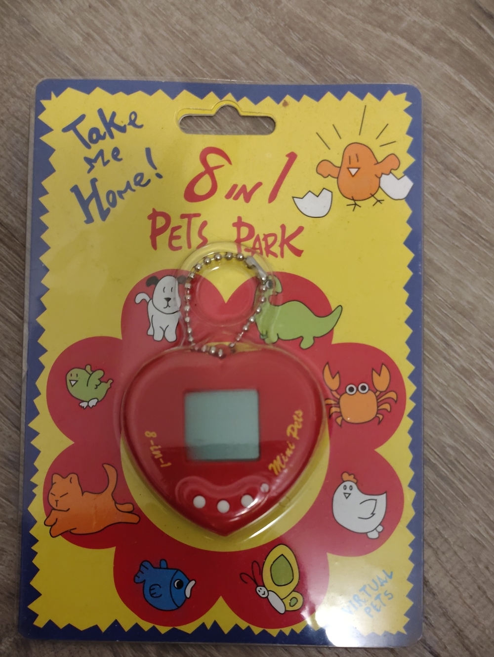 Red Heart Vintage Virtual Digital Pet Keychain -